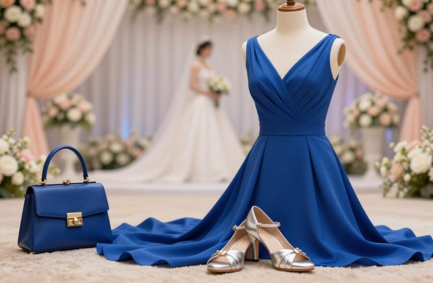 Jakie buty i torebkę założyć do niebieskiej sukienki